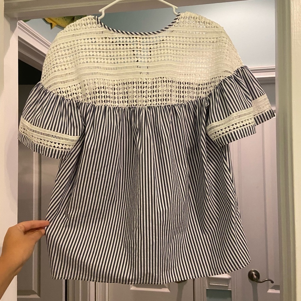 SCOTCH And Soda Crochet Stripe Bell Sleeve Top - Picture 8 of 10
